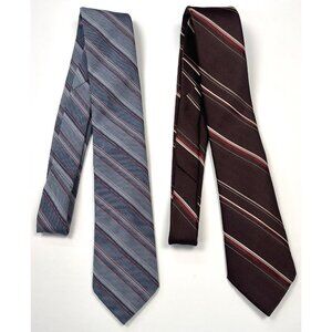VTG 60s 70s DON LOPER Beverly Hills Blue Brown Repp Stripe Mens NECKTIES Ties
